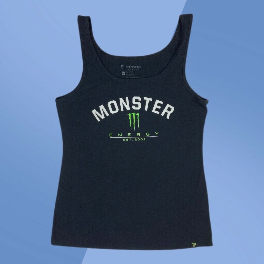 Monster Energy Solid Black Script Logo Sleeveless Tank Top Women's XXL